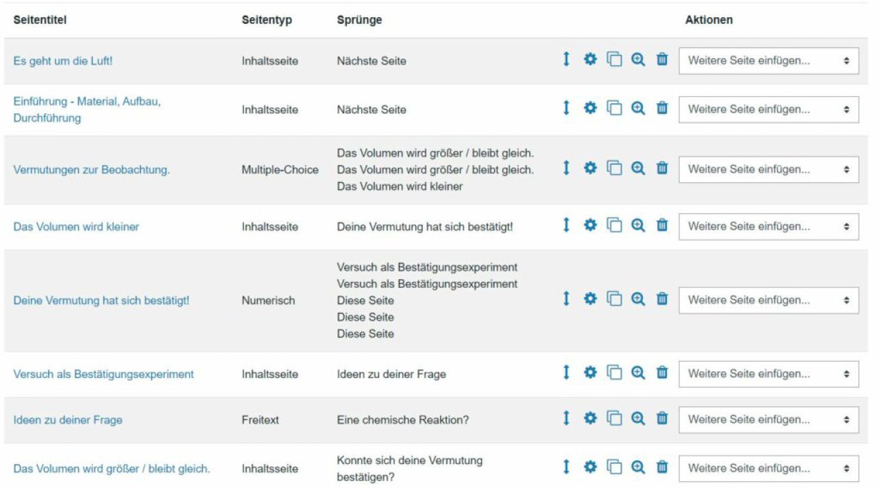 Screenshot einer Moodle Lektion.